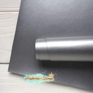 Переплетный кожзам глянцевый "Caprice" (Италия), цвет серебро, 50х70 см